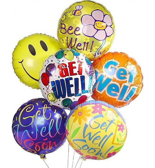 Six Mylar Get Well Balloon