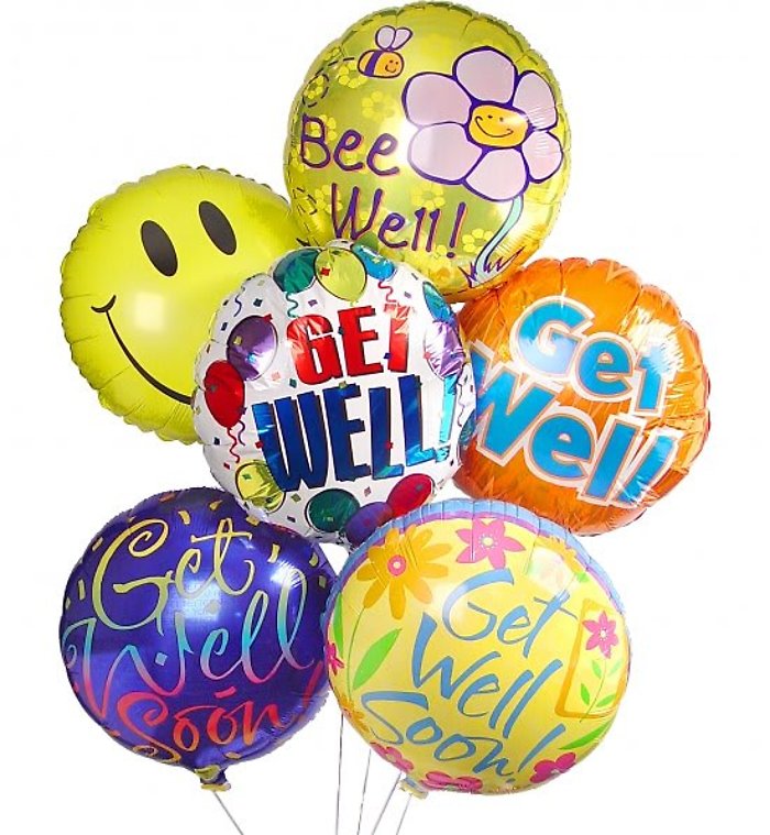 Six Mylar Get Well Balloon