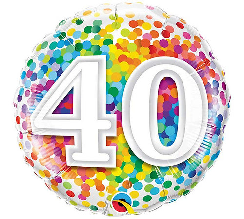 40 Rainbow Confetti Mylar Balloon